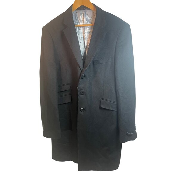 Luciano Natazzi Mens Overcoat Sz 44 US 54 EU Black Wool Cashmere 180S Top Trench